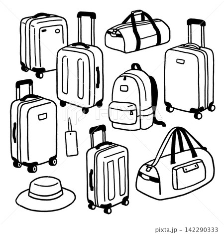 Luggage travel bag icon set showing exciting adventure vibe Luggage travel bag icon set showing exciting adventure vibe 142290333