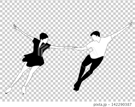 Figure skating pairs gliding while holding hands Figure skating pairs gliding while holding hands 142290387