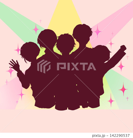 アイドルグループ 5人組 シルエット ライト キラキラ アイドルグループ 5人組 シルエット ライト キラキラ 142290537