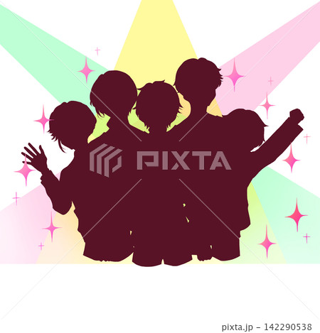 アイドルグループ 5人組 シルエット ライト キラキラ アイドルグループ 5人組 シルエット ライト キラキラ 142290538