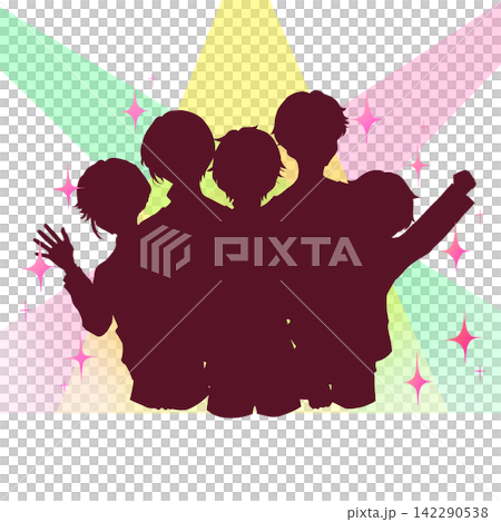 アイドルグループ 5人組 シルエット ライト キラキラ アイドルグループ 5人組 シルエット ライト キラキラ 142290538