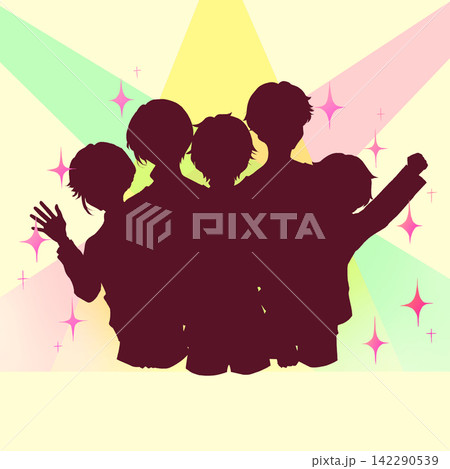 アイドルグループ 5人組 シルエット ライト キラキラ アイドルグループ 5人組 シルエット ライト キラキラ 142290539