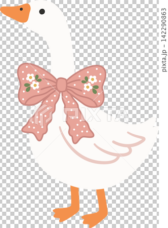 Playful white geese with soft pink bows on a blush gingham seamless pattern, whimsical spring artwork for Easter celebrations, cottage core fabric, gift wrap, stationery, apparel and home decoration Playful white geese with soft pink bows on a blush gingham seamless pattern, whimsical spring artwork for Easter celebrations, cottage core fabric, gift wrap, stationery, apparel and home decoration 142290863