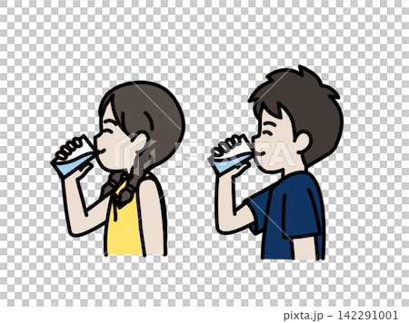 Illustration of a child drinking water Illustration of a child drinking water 142291001