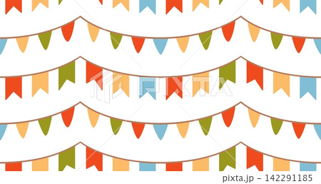 Flat garland bunting pattern background vector illustration Flat garland bunting pattern background vector illustration 142291185
