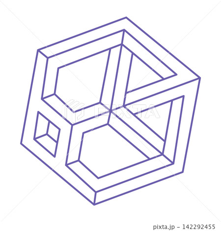 Illusion shapes. 3d geometry objects. Logo. Optical illusion figure. Sacred geometry. Optical art. Tattoo in trendy 2022 Very Peri color. Illusion shapes. 3d geometry objects. Logo. Optical illusion figure. Sacred geometry. Optical art. Tattoo in trendy 2022 Very Peri color. 142292455