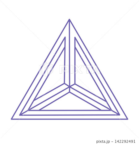 Illusion shapes. 3d geometry object. Optical illusion figure. Sacred geometry triangle. Logo in trendy 2022 Very Peri color. Illusion shapes. 3d geometry object. Optical illusion figure. Sacred geometry triangle. Logo in trendy 2022 Very Peri color. 142292491
