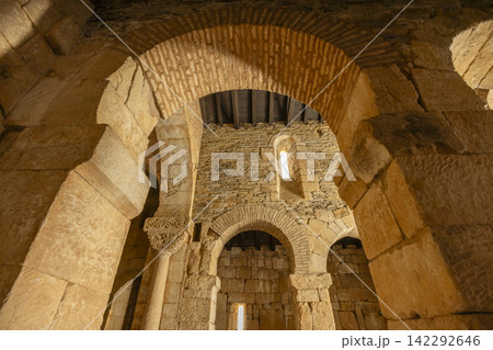 Interior of San Pedro de la Nave church (Iglesia de San Pedro de la Nave), Province of Zamora, Region of Castile and Leon, Spain Interior of San Pedro de la Nave church (Iglesia de San Pedro de la Nave), Province of Zamora, Region of Castile and Leon, Spain 142292646