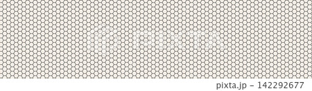 Seamless lace mesh pattern. Delicate black openwork net with small hexagonal cells on warm cream background. Vector design for fabric, wallpaper, wrapping paper, packaging, invitation and print. 142292677