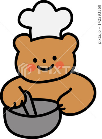 Chef Bear Whisking in Bowl 142293369