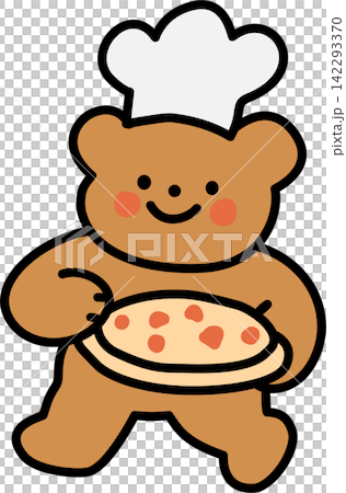 Chef Bear Holding Pizza 142293370