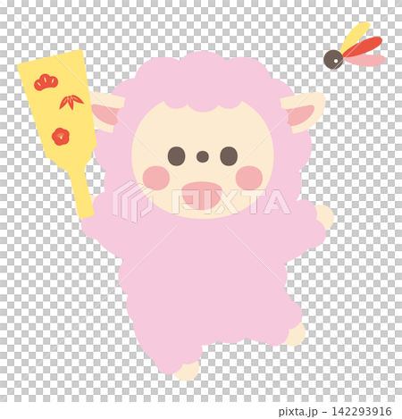 Cute sheep character illustration material playing shuttlecock Cute sheep character illustration material playing shuttlecock 142293916