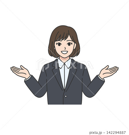 女性 グレースーツ 案内 説明 コールセンター ビジネス 142294887