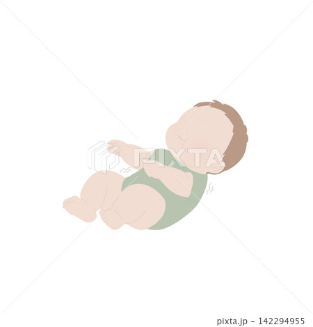 起き上がろうとする赤ちゃんのイラスト 142294955