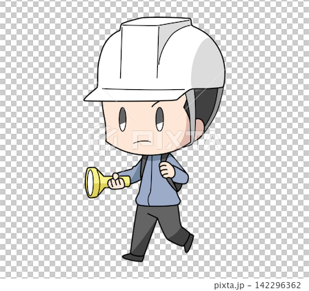 Illustration of a man evacuating during a disaster. 142296362