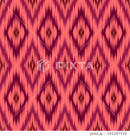Hand-drawn Ikat Seamless Pattern with Rich Red and Dark Purple Diamonds, Luxurious Geometric Fabric for Dramatic Fashion and Statement Interior Decor Hand-drawn Ikat Seamless Pattern with Rich Red and Dark Purple Diamonds, Luxurious Geometric Fabric for Dramatic Fashion and Statement Interior Decor 142297516