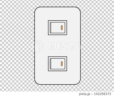 Icon illustration of two simple wall-mounted light switches in the ON position. Icon illustration of two simple wall-mounted light switches in the ON position. 142298373
