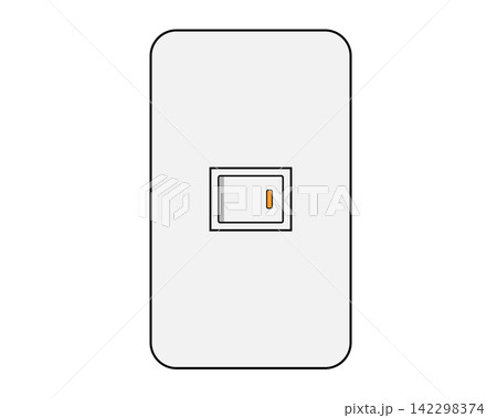 シンプルな壁埋め込み型電気スイッチがONになっているアイコンイラスト素材 142298374