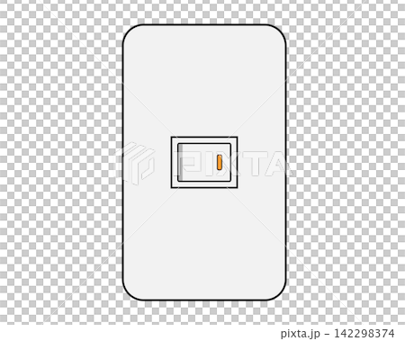 シンプルな壁埋め込み型電気スイッチがONになっているアイコンイラスト素材 142298374