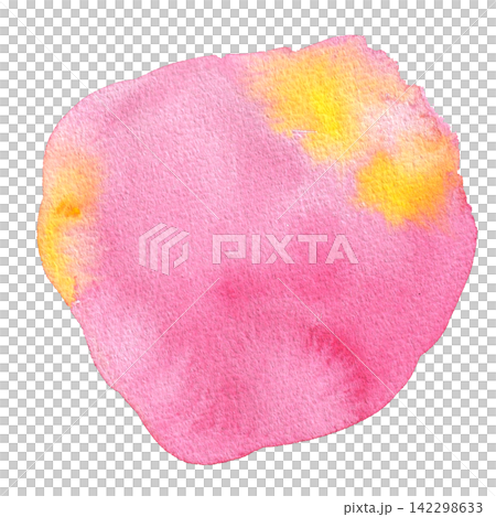 Watercolor with red and yellow bleeding, round abstract shapes (abstract shapes) decorative material. 142298633