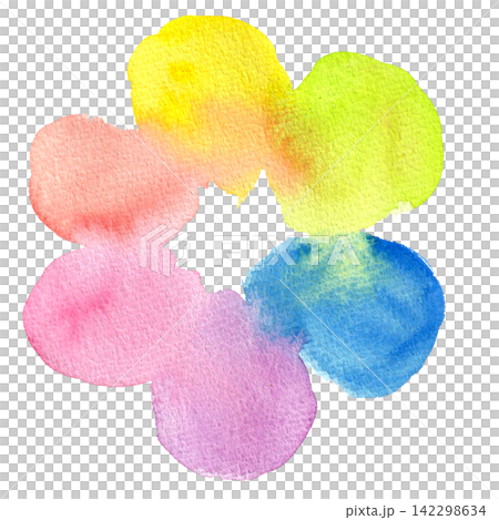 Flower-shaped illustrations painted in 6 watercolors, abstract background and decorative material. 142298634