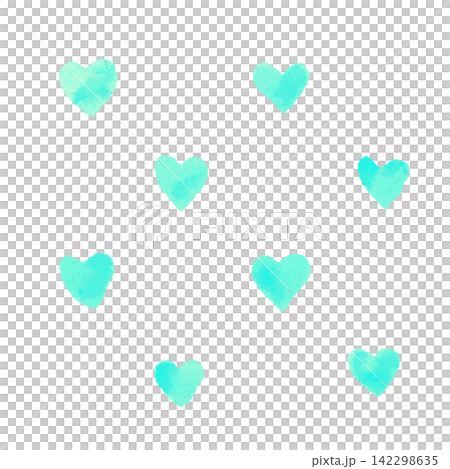 A refreshing, hand-drawn watercolor background and decorative element featuring mint green hearts arranged in a polka-dot pattern. A refreshing, hand-drawn watercolor background and decorative element featuring mint green hearts arranged in a polka-dot pattern. 142298635