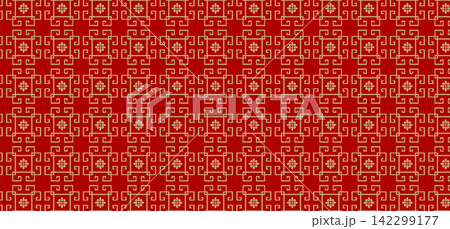 Red gorgeous design with golden Chinese floral pattern Red gorgeous design with golden Chinese floral pattern 142299177
