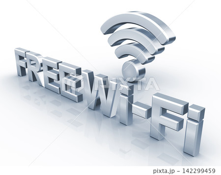 FREE Wi-FiのテキストとWi-Fiアイコン FREE Wi-FiのテキストとWi-Fiアイコン 142299459