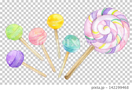水彩イラスト 手描きイラスト キャンディー 水彩イラスト 手描きイラスト キャンディー 142299468