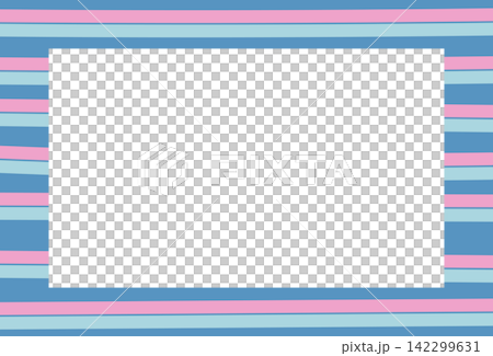 Rectangle frame with pink and blue stripe pattern for card print, polaroid photo, ad template, poster, book cover, notepad, sticky note, memo, banner, border, postcard, paper design, label, name tag	 142299631