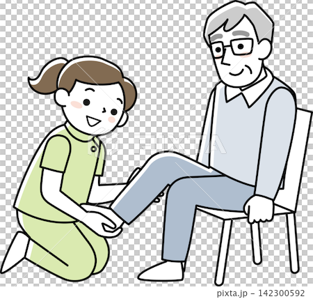 Senior man undergoing leg rehabilitation Senior man undergoing leg rehabilitation 142300592