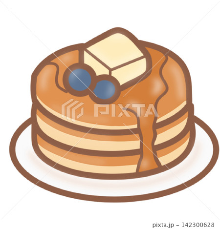 Stack of pancakes with melted butter syrup blueberry breakfast bakery sticker print visual graphic clipart artwork design icon element illustration Stack of pancakes with melted butter syrup blueberry breakfast bakery sticker print visual graphic clipart artwork design icon element illustration 142300628