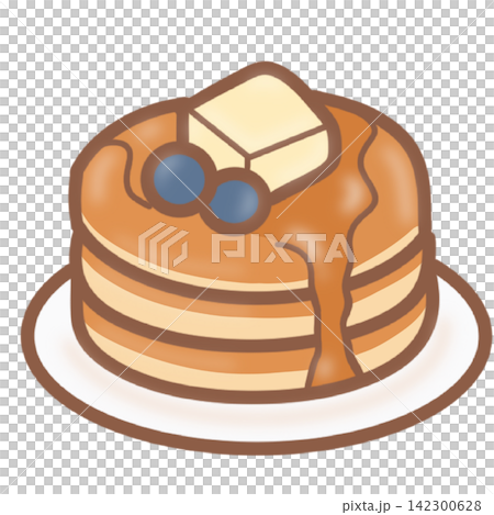 Stack of pancakes with melted butter syrup blueberry breakfast bakery sticker print visual graphic clipart artwork design icon element illustration Stack of pancakes with melted butter syrup blueberry breakfast bakery sticker print visual graphic clipart artwork design icon element illustration 142300628