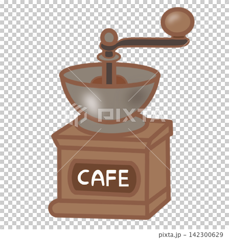 Vintage wooden manual coffee grinder mill cafe barista equipment tool sticker print visual graphic clipart artwork design icon element illustration Vintage wooden manual coffee grinder mill cafe barista equipment tool sticker print visual graphic clipart artwork design icon element illustration 142300629