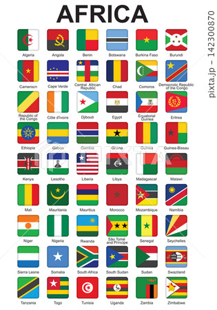 set of push buttons with African countries flags vector illustration 142300870