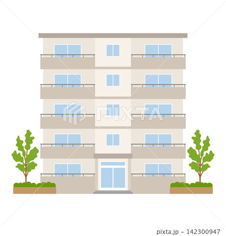 5階建てマンションの外観イラスト 5階建てマンションの外観イラスト 142300947