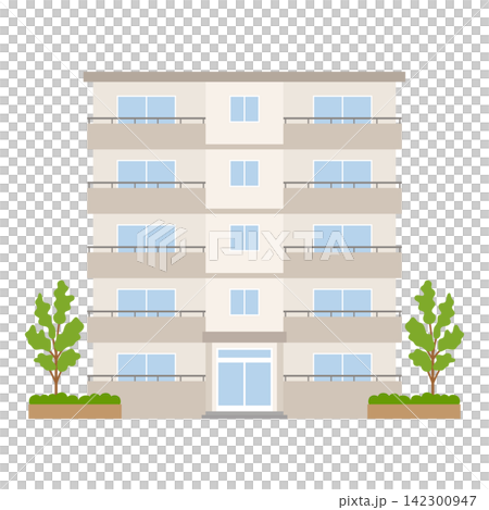 5階建てマンションの外観イラスト 5階建てマンションの外観イラスト 142300947