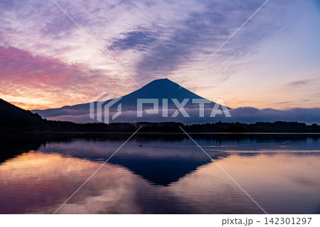 【静岡県】朝焼けに染まる田貫湖と富士山 【静岡県】朝焼けに染まる田貫湖と富士山 142301297