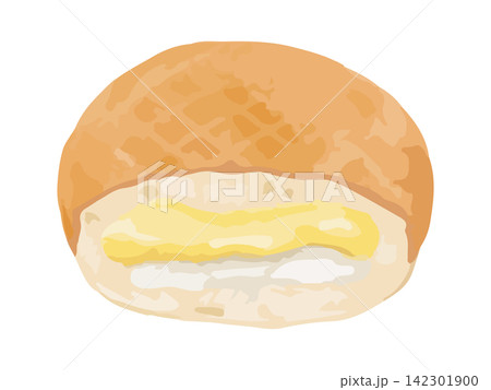 半分にカットしたクリームドーナツ 142301900