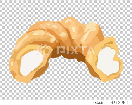 A French cruller cut in half and filled with whipped cream. A French cruller cut in half and filled with whipped cream. 142301906