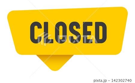 closed sign. closed yellow sticker isolated on transparent background 142302740