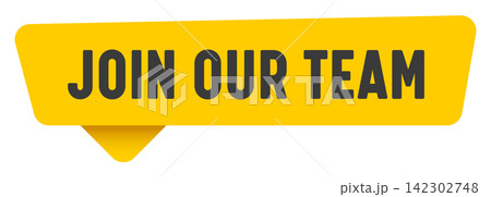 join our team sign. join our team yellow sticker isolated on transparent background 142302748