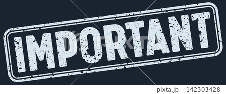important white grunge stamp on dark blue background. important stamp 142303428