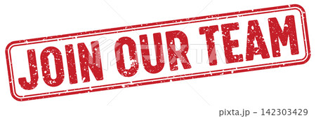 join our team red grunge stamp with no background. join our team stamp 142303429