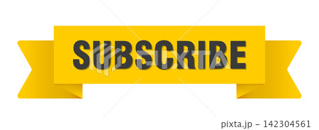 subscribe yellow ribbon isolated on transparent background. subscribe ribbon subscribe yellow ribbon isolated on transparent background. subscribe ribbon 142304561
