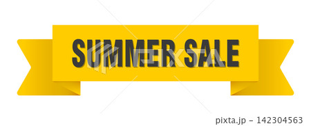summer sale yellow ribbon isolated on transparent background. summer sale ribbon 142304563