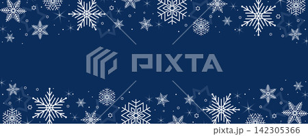 Christmas snowflake frame with large copy space on dark blue winter background. Vector Christmas snowflake frame with large copy space on dark blue winter background. Vector 142305366