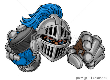 Medieval Knight Ice Hockey Puck Sports Team Mascot Medieval Knight Ice Hockey Puck Sports Team Mascot 142305540