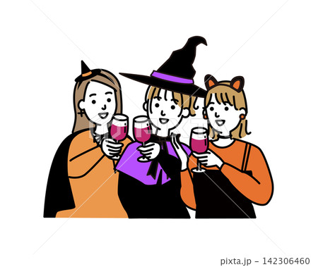 ハロウィンの仮装をする若い女性のイメージ 142306460