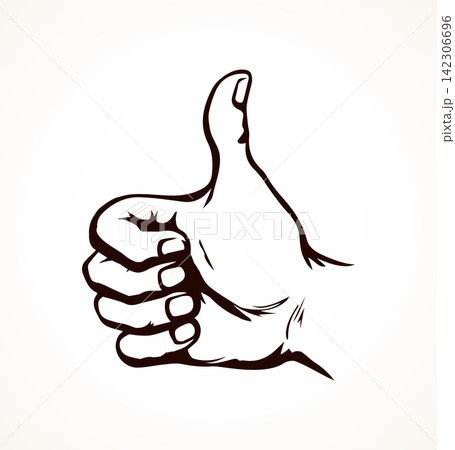 Thumb up. The sign is excellent. Vector drawing Thumb up. The sign is excellent. Vector drawing 142306696
